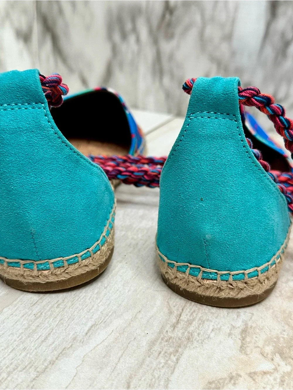 Sam Edelman Blue Multi Tropical Espadrille Lace-Up Flats